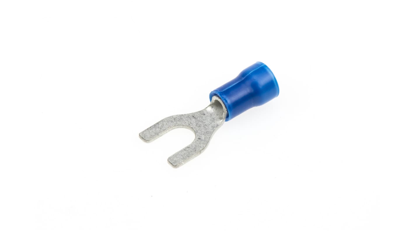 TE Connectivity, PLASTI-GRIP Insulated Crimp Spade Connector, 1mm² to 2.6mm², 16AWG to 14AWG, M5 Stud Size Vinyl, Blue