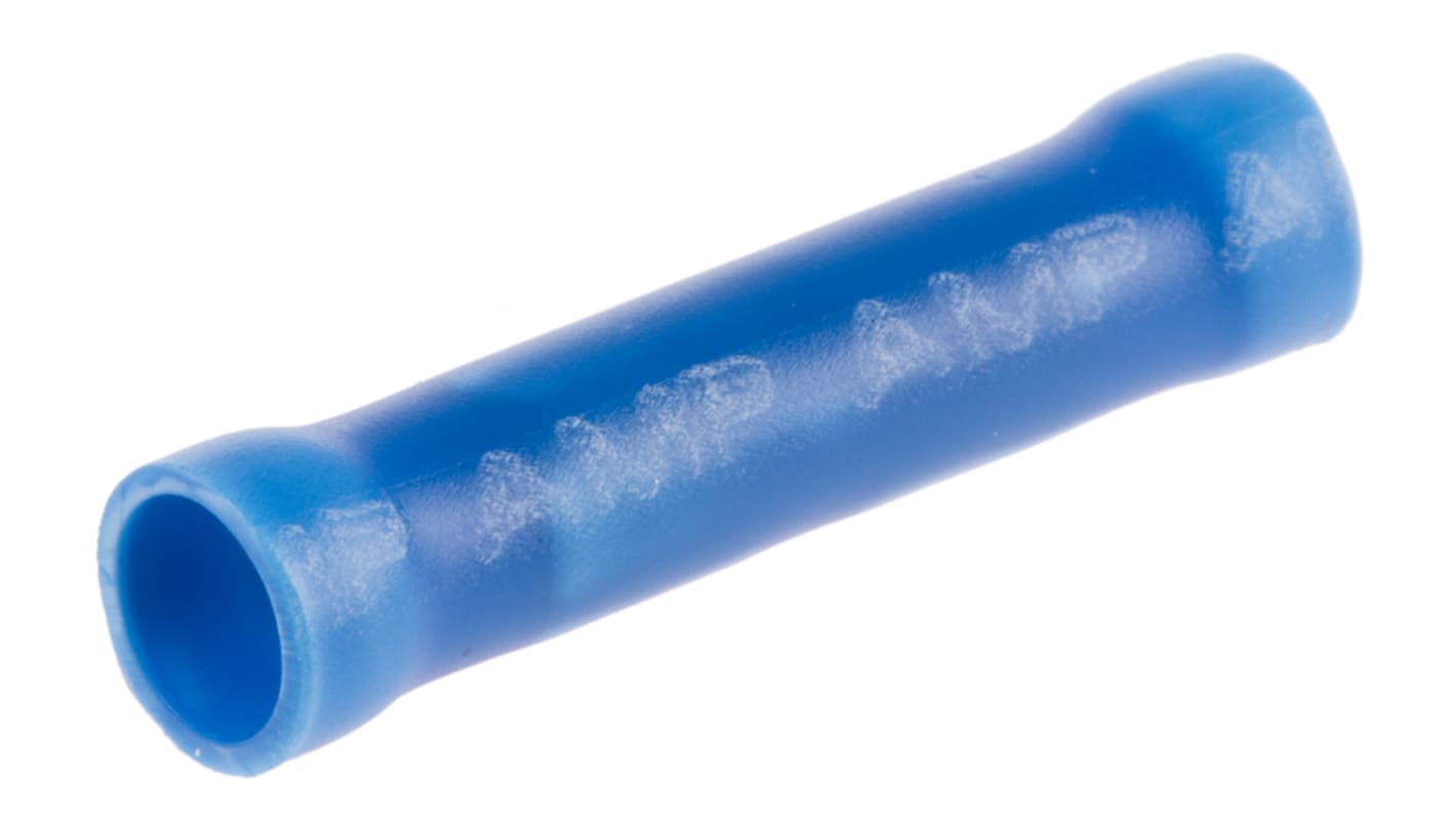 TE Connectivity, PLASTI-GRIP Butt Splice Connector, Blue, Insulated, Tin 16 → 14 AWG