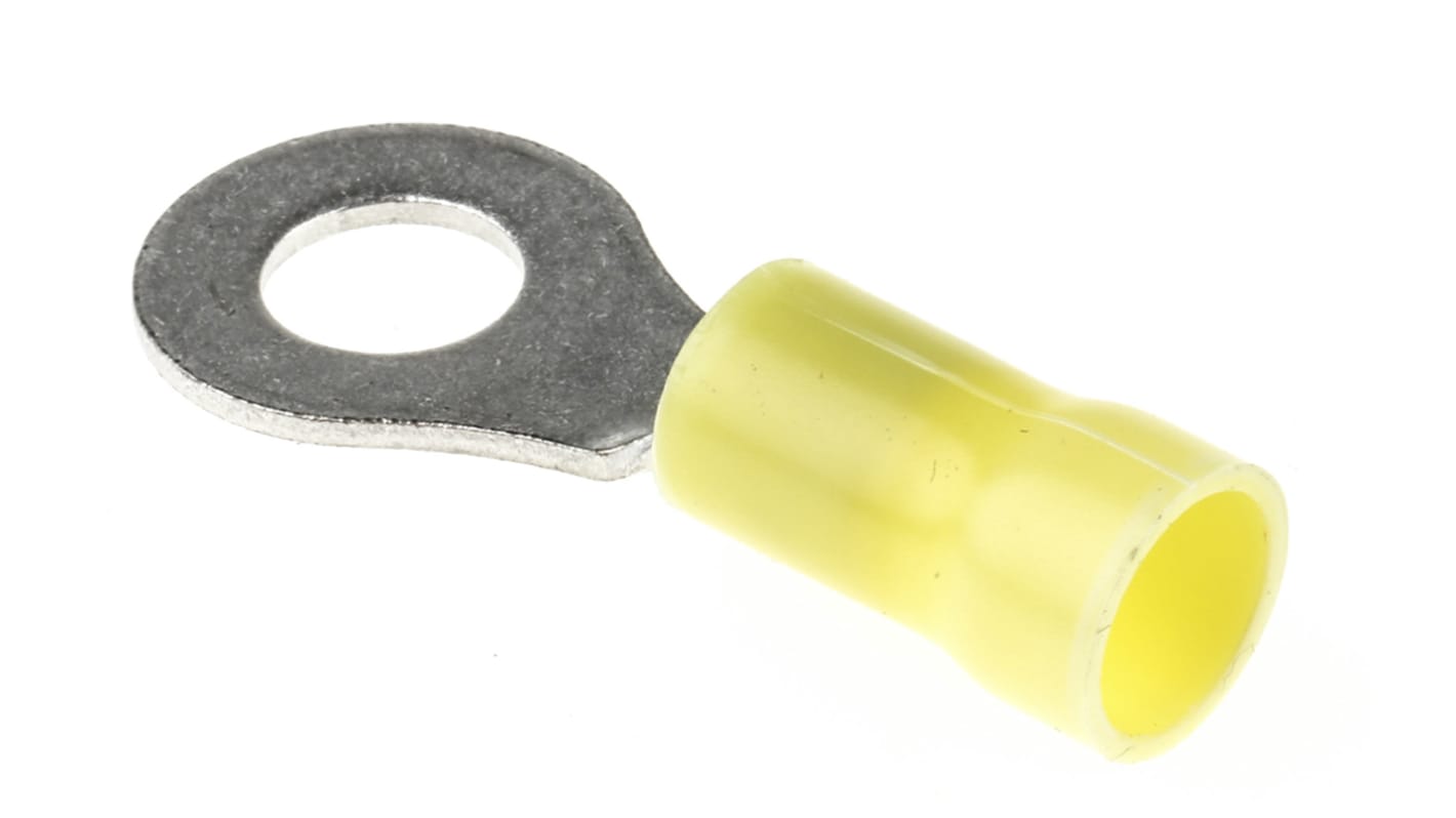 TE Connectivity, PLASTI-GRIP Insulated Ring Terminal, M6 Stud Size, 2.6mm² to 6.6mm² Wire Size, Yellow