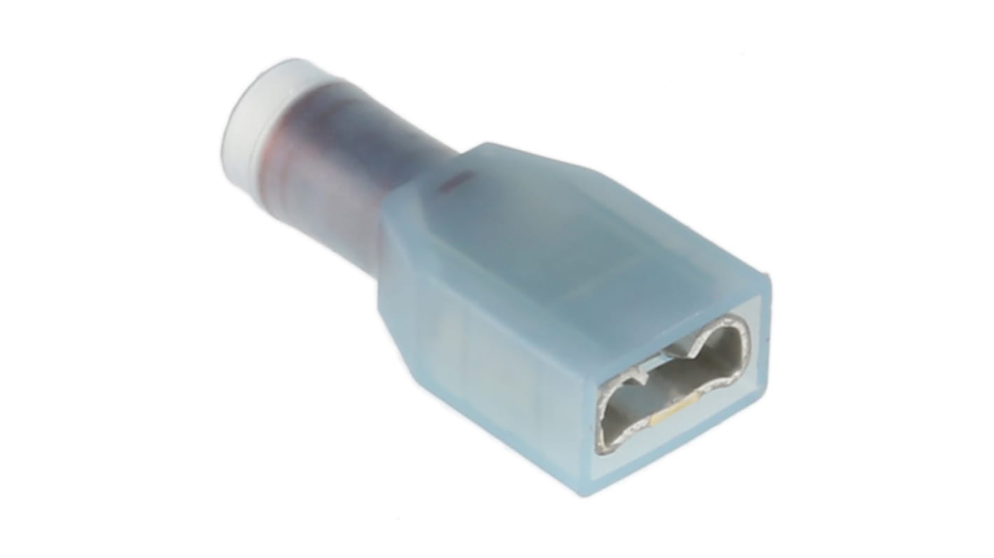 TE Connectivity 绝缘插簧端子母座, 6.35 x 0.81mm接片, 线规2.5mm²至3mm², 蓝色, 尼龙绝缘, 镀锡黄铜触点, PIDG FASTON .250系列