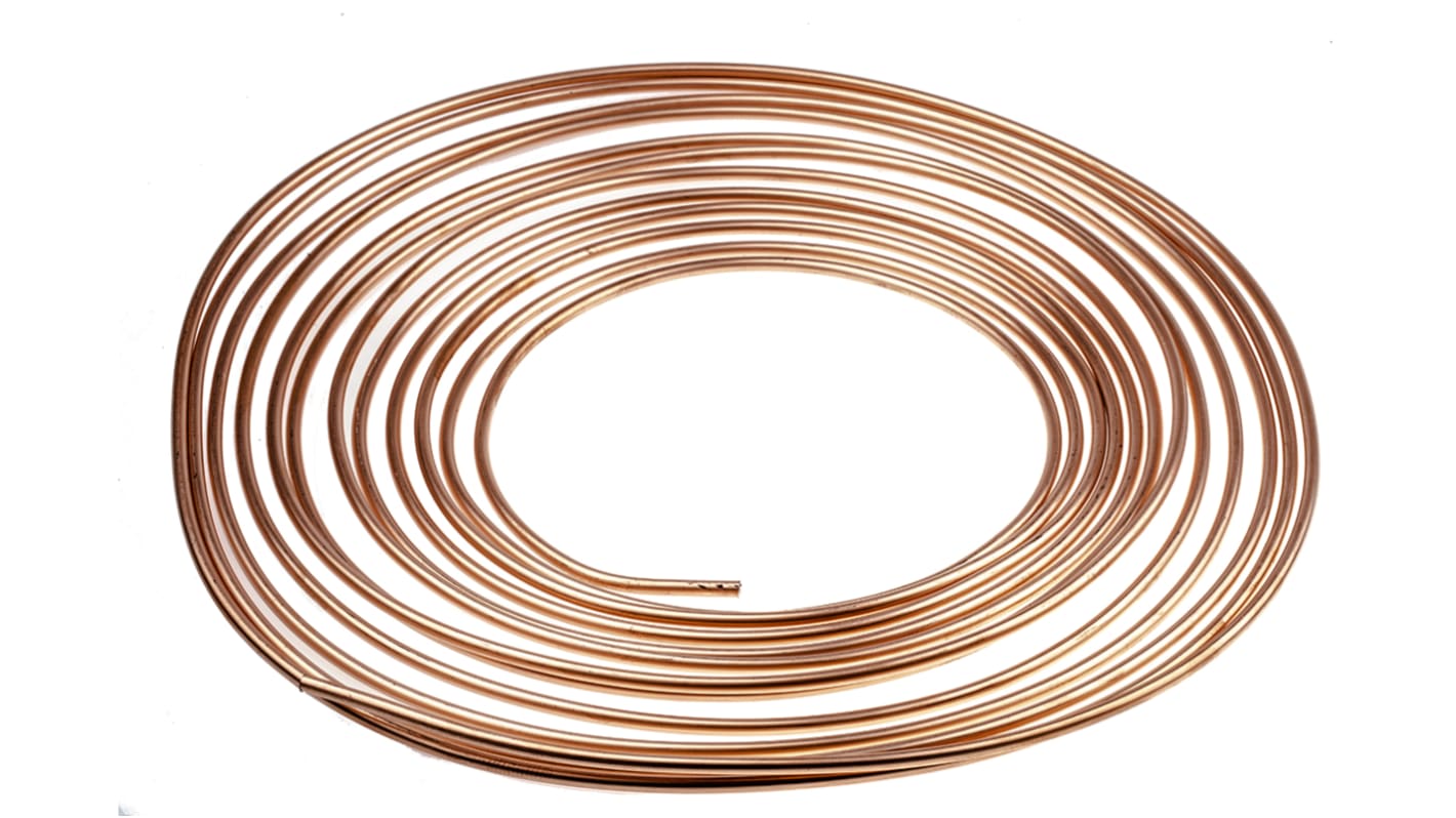 RS PRO 138 bar 10m Long Copper Pipe, 5mm Outer Diam. Copper