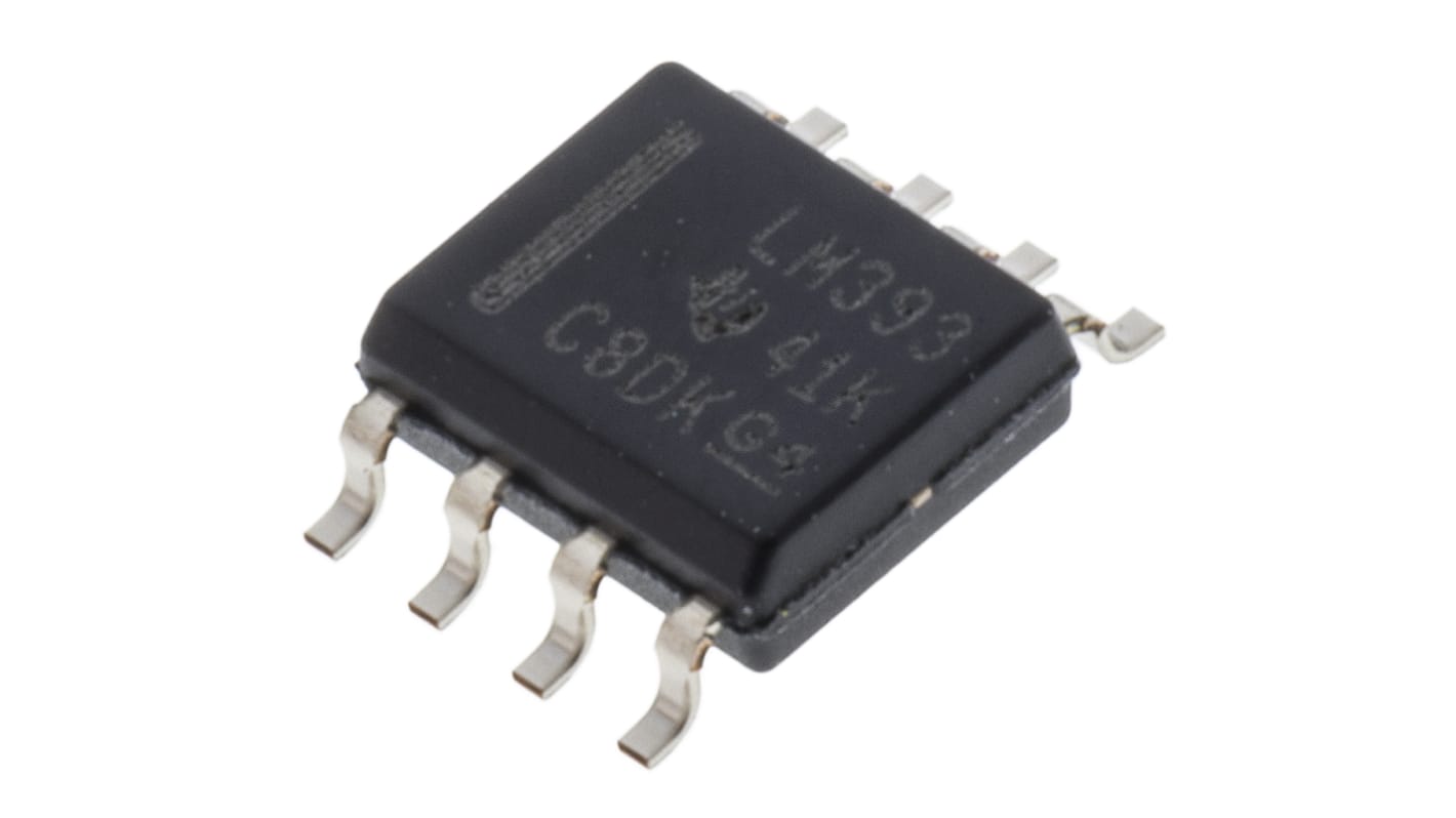 LM393D Texas Instruments, Dual Comparator, Open Collector O/P, 1.3μs 3 → 28 V 8-Pin SOIC