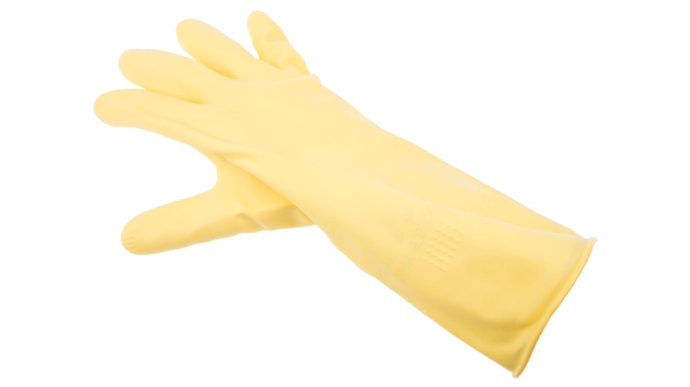 Marigold Yellow Latex Chemical Resistant Work Gloves, Size 8.5, Medium