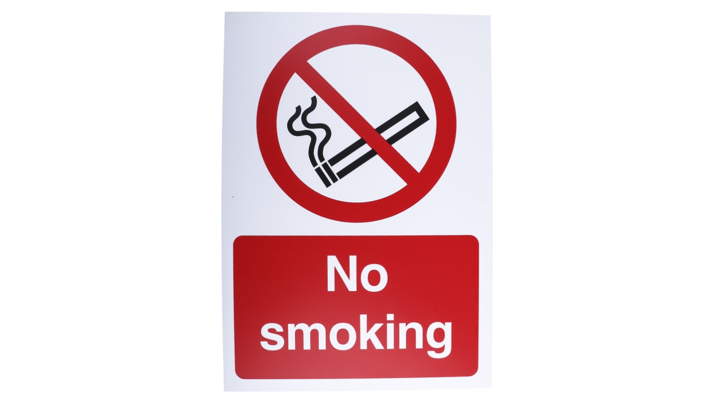 Plastic No Smoking Prohibition Sign, No Smoking, English
