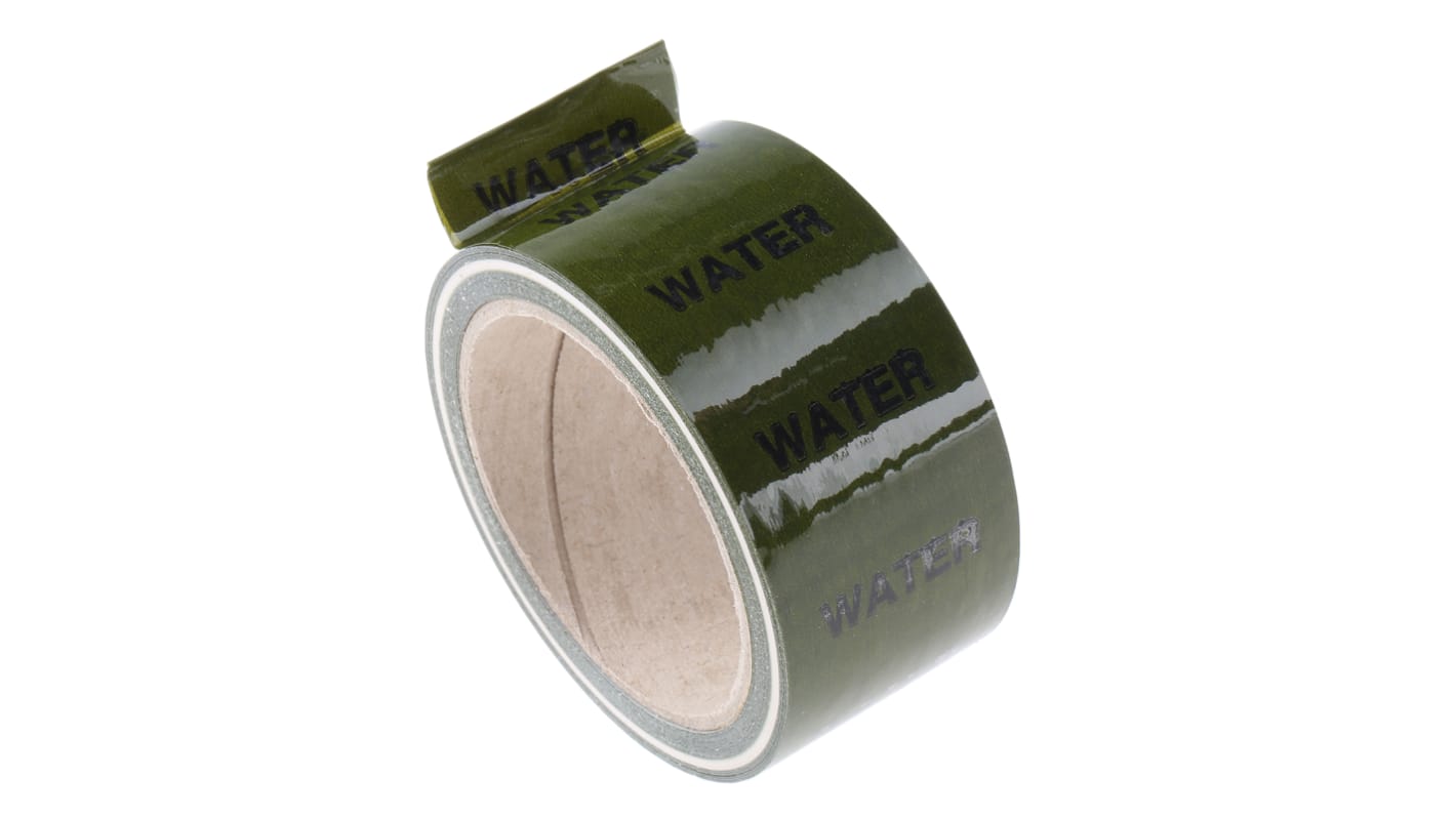 RS PRO Green PP, Vinyl Pipe Marking Tape, text Water, Dim. W 50mm x L 33m