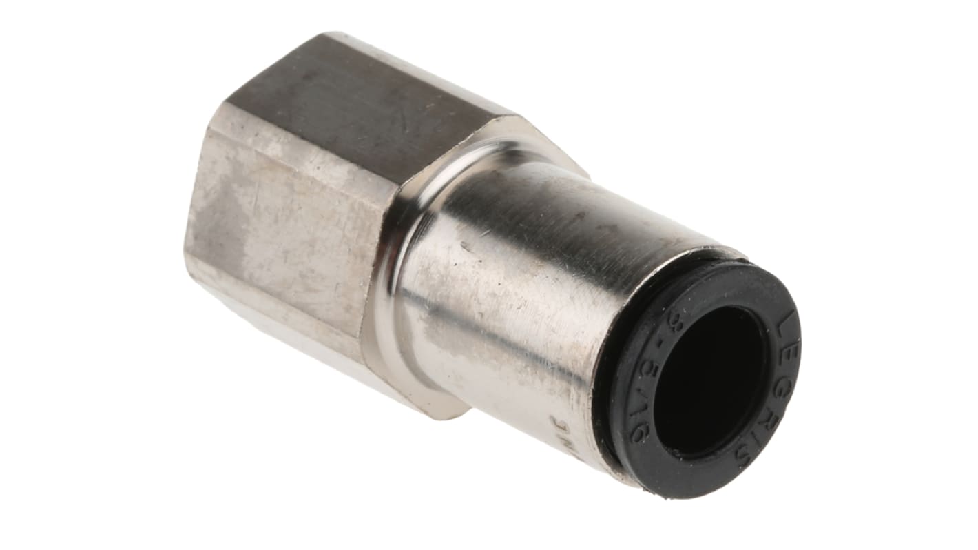 Legris LF3000 Series Straight Threaded Adaptor, G 1/4 Female to Push In 8 mm, Threaded-to-Tube Connection Style