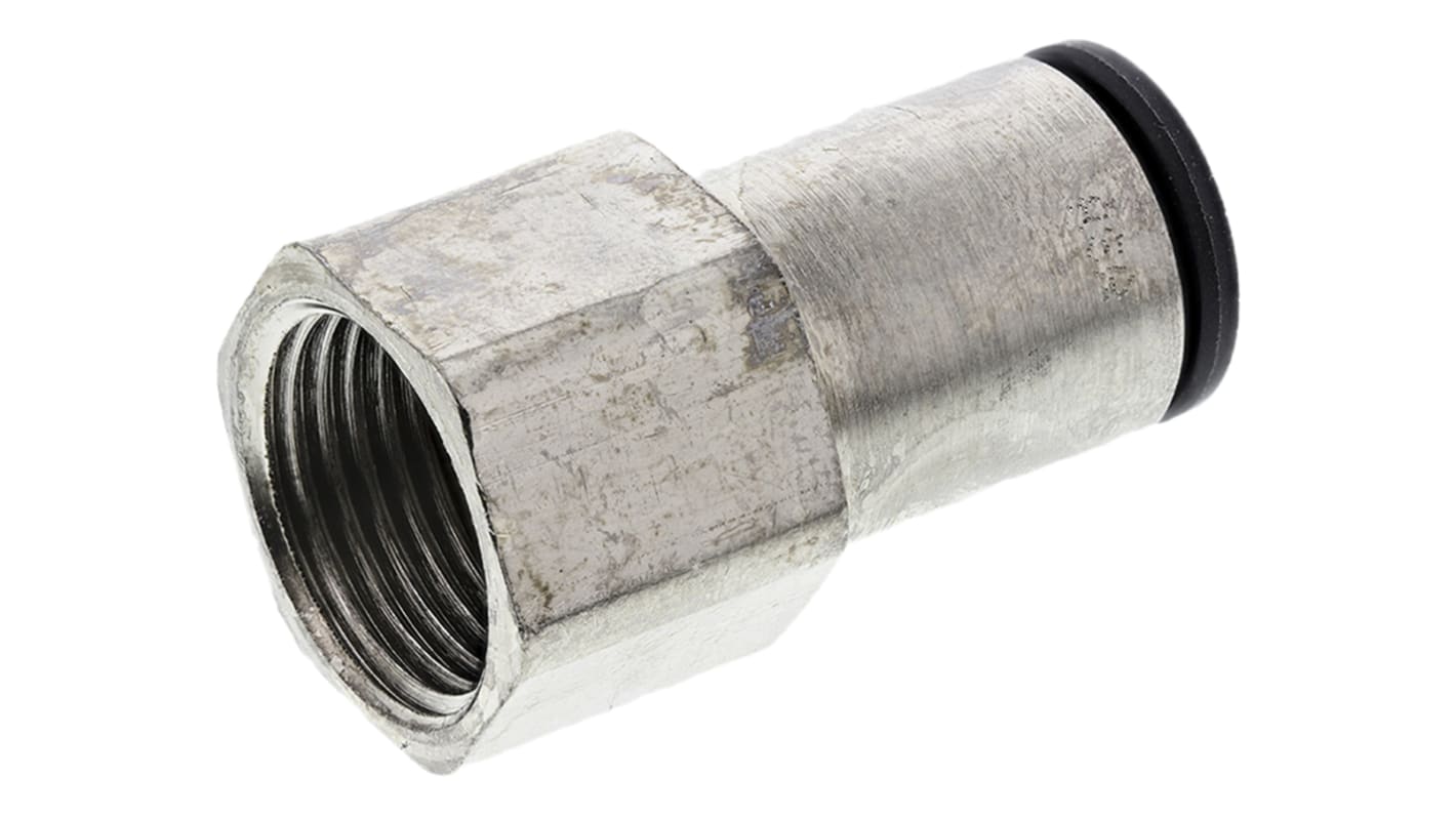Legris LF3000 G3/8 Buchse x 10-mm-Steckanschluss Gerader Gewindeadapter, Gewinde-zu-Rohr, Messing vernickelt, G3/8