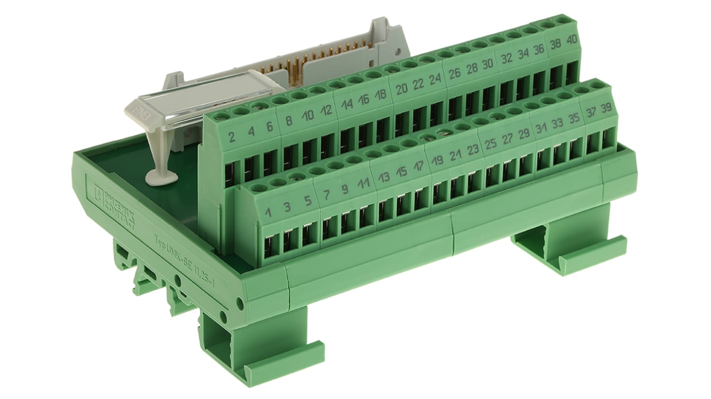 Phoenix Contact 40-Contact Male Interface Module, Flat Ribbon Cable Connector, DIN Rail Mount, 1A