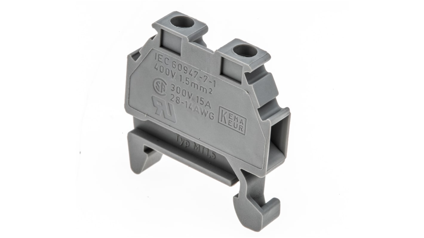 Phoenix Contact3100305 MT 1.5 Series DIN Rail Terminal Block, 0.14 → 1.5mm², Single-Level, Screw Termination