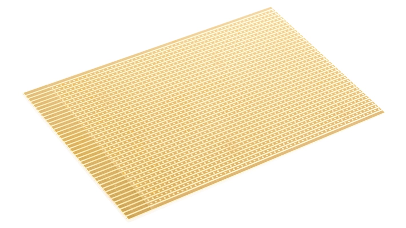 RS PRO Single Sided Matrix Board FR2 1.02mm Holes, 2.54 x 2.54mm Pitch, 160 x 100 x 1.6mm