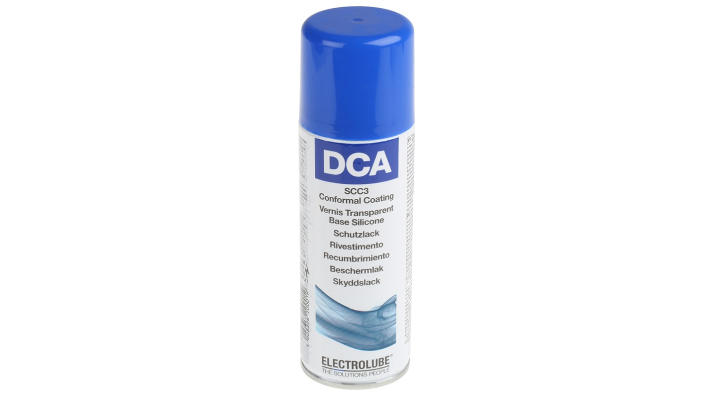 Electrolube Transparent Silicone Resin Conformal Coating, 200 ml Aerosol, -70°C min, +200°C max