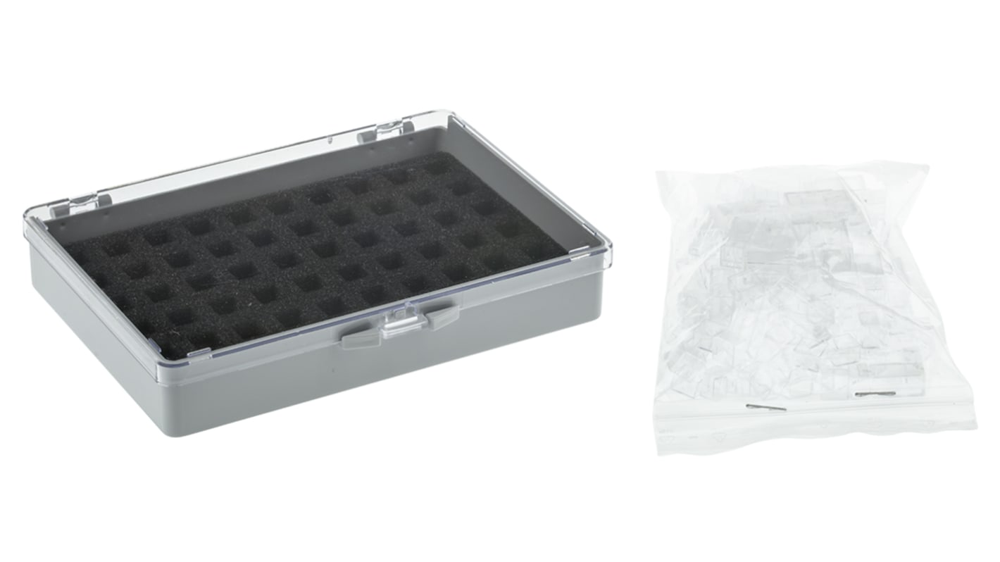 RS PRO 60 Cell Grey PS Compartment Box, 30mm x 122mm x 161mm