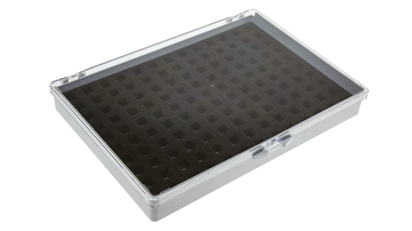 RS PRO 130格零件收纳盒, 228mm x 29mm x 168mm, PS, 灰色