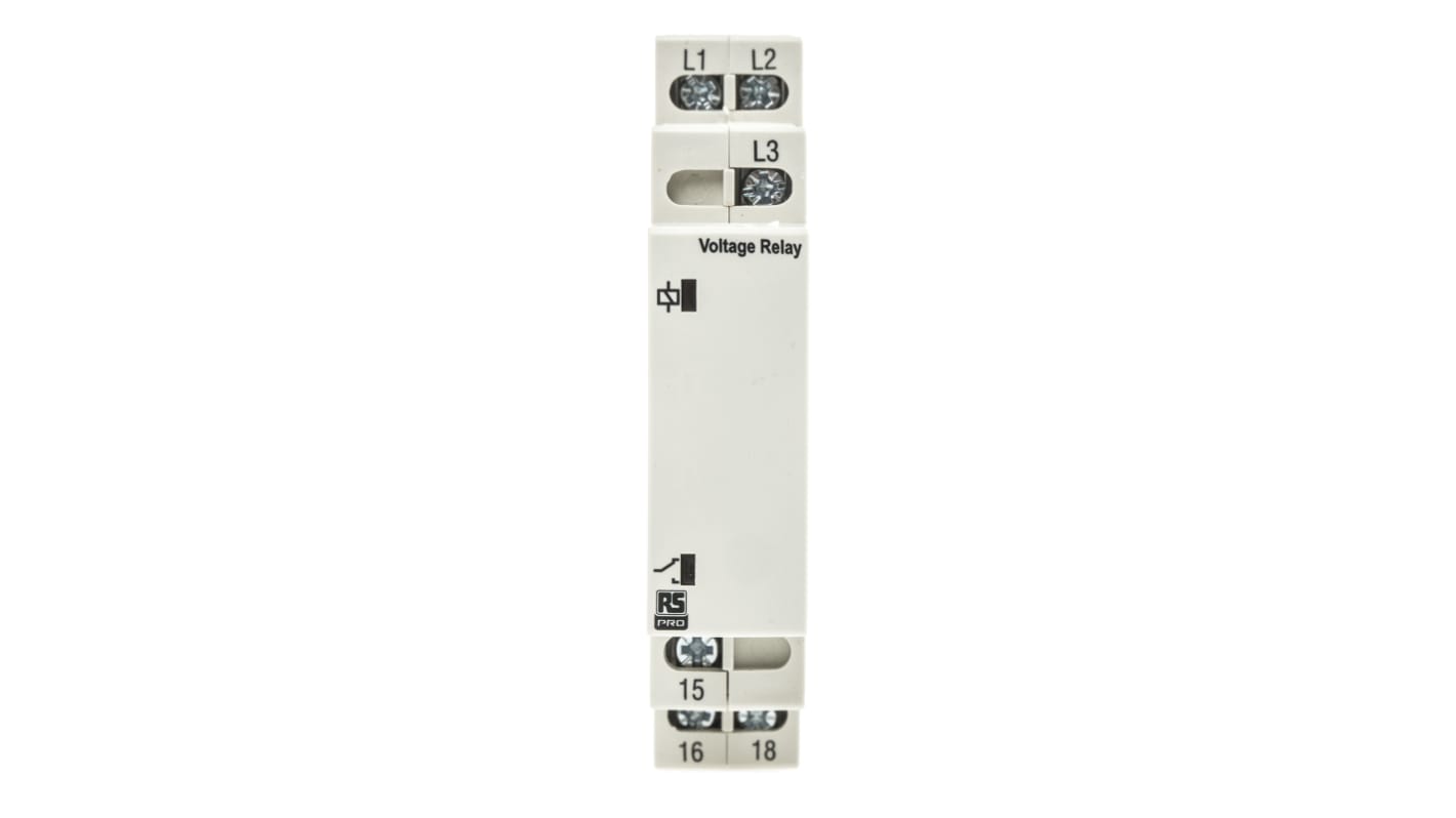 RS PRO 欠压/相序/电压继电器, 三相, DIN导轨安装, SPDT, 可感应最高 280 V, 可感应48 → 63Hz