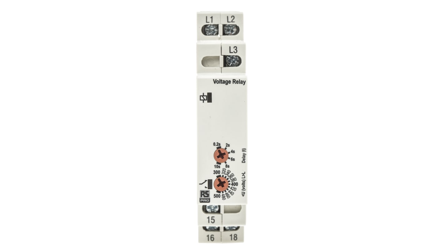 RS PRO Phase, Voltage Monitoring Relay, 3 Phase, SPDT, DIN Rail