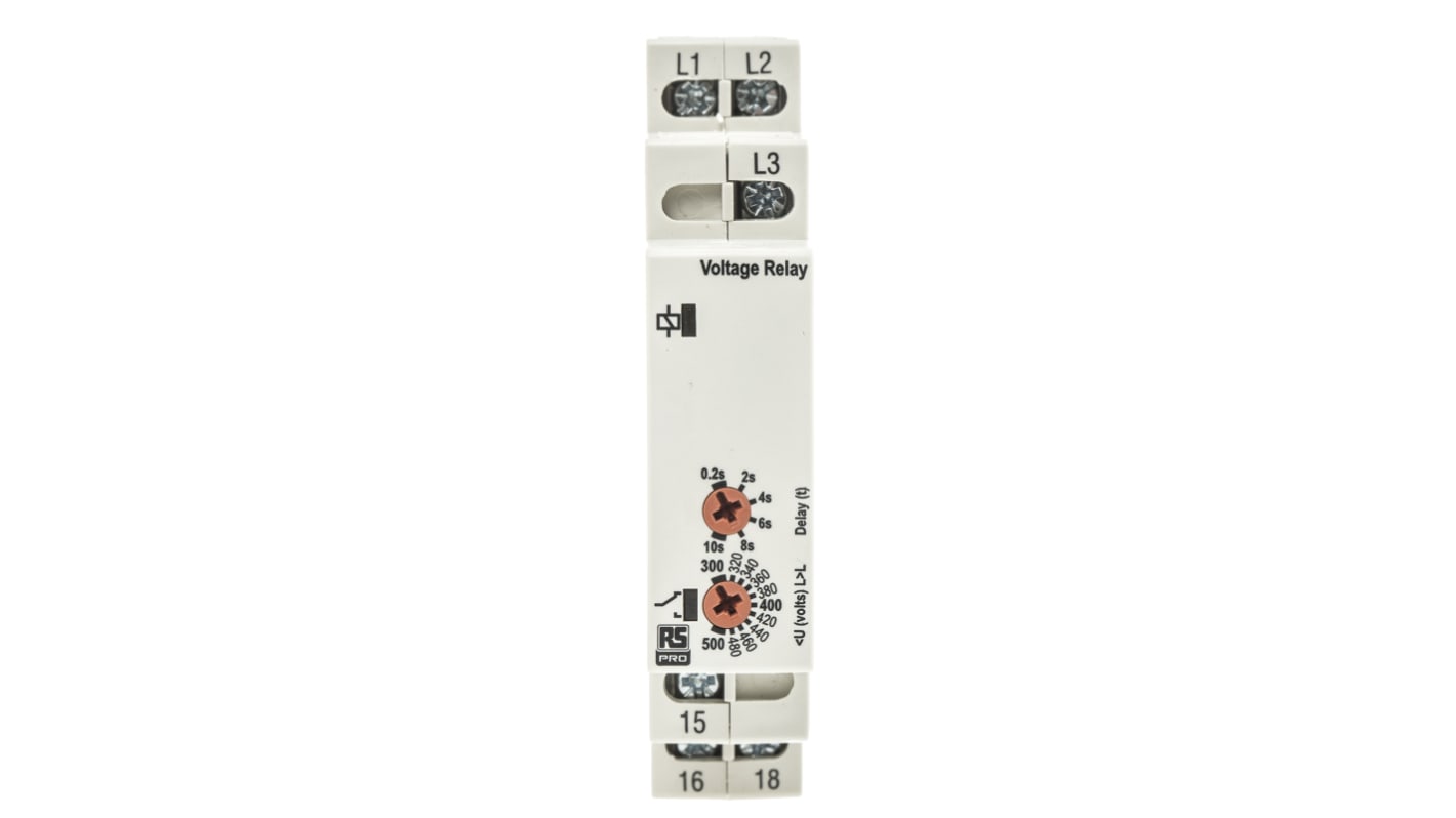 Relé de supervisión de Fase, tensión RS PRO, SPDT, 3 fases, para carril DIN
