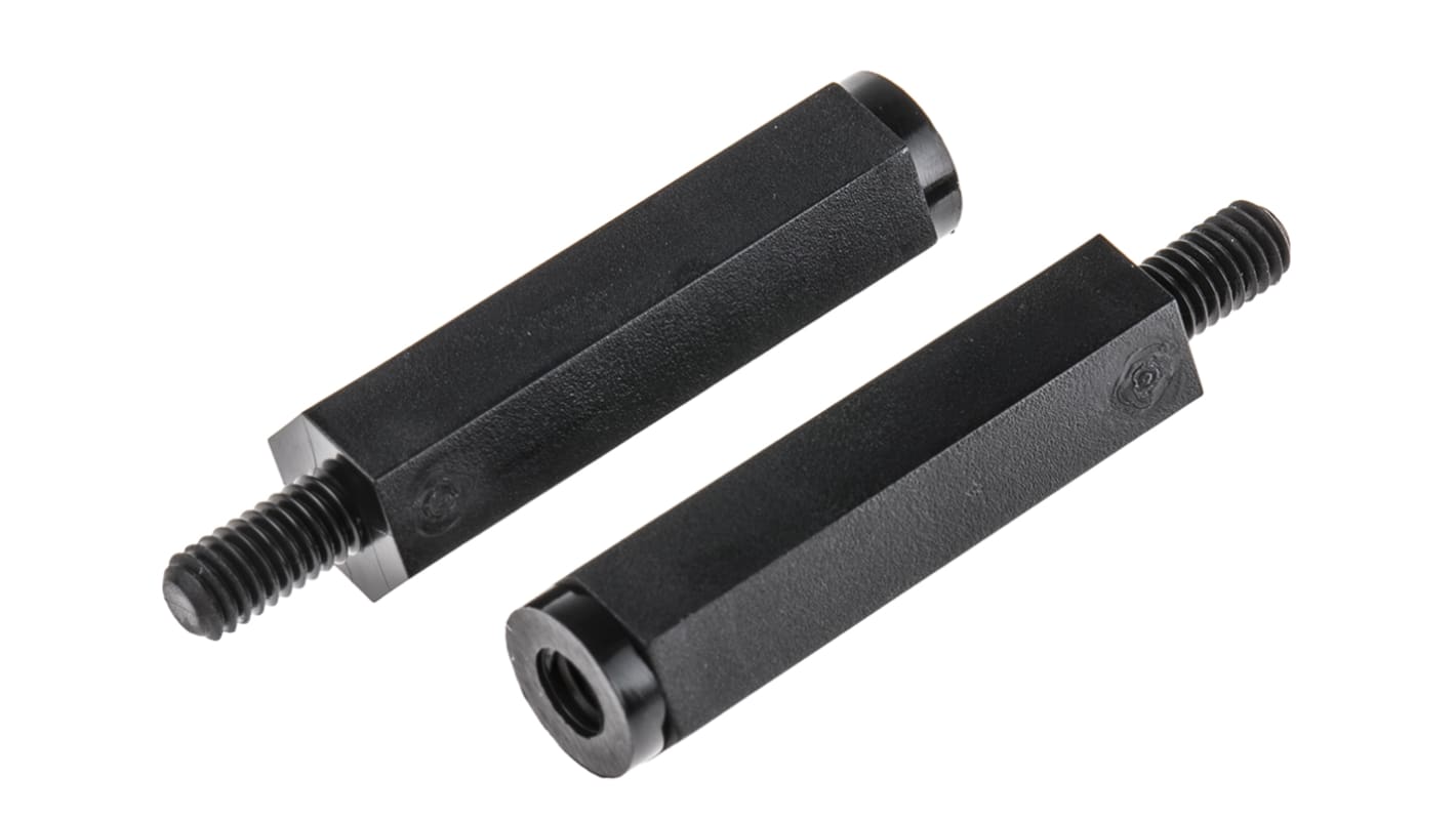 HTSN-M4-30-8-2, 30mm High Nylon Threaded Hex Spacer 8mm Wide with 8mm Bolt Length for M4 Thread