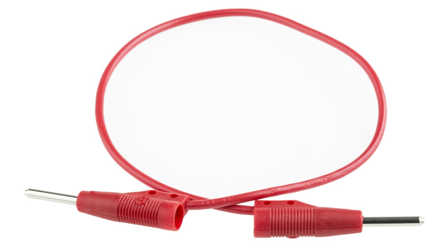 Hirschmann 2 mm Test lead, 6A, 60V dc, Red, 25cm Lead Length
