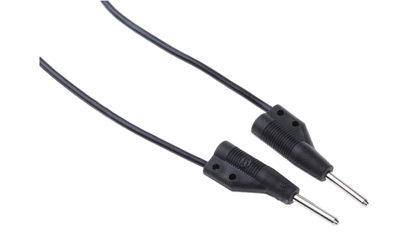 Hirschmann Test & Measurement 2 mm Connector Test Lead, 6A, 60V dc, Black, 500mm Lead Length