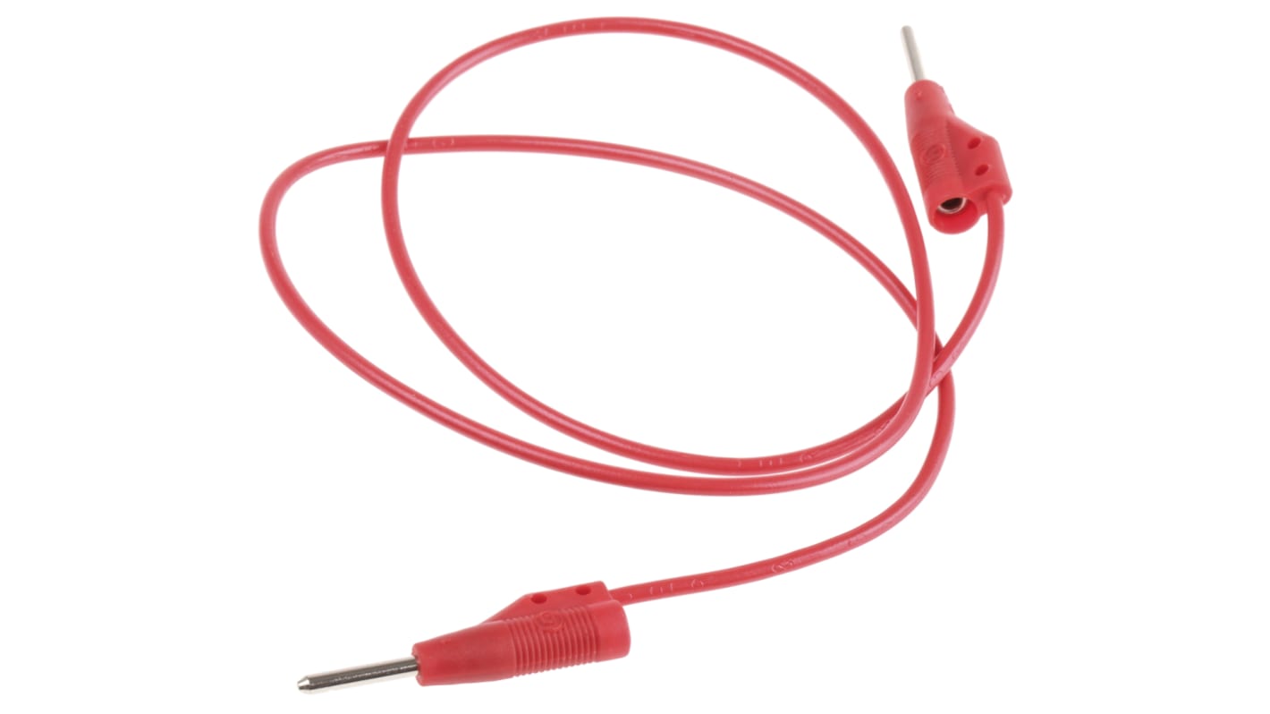 Hirschmann Test & Measurement 2 mm Connector Test Lead, 6A, 60V dc, Red, 500mm Lead Length
