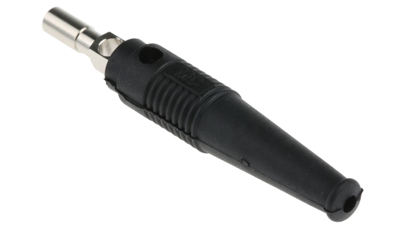 Staubli Black Male Banana Plug, 4 mm Connector, Solder Termination, 32A, 30 V, 60V dc, Nickel Plating
