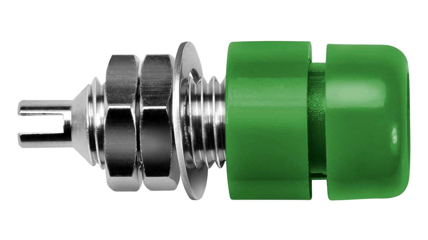 Schutzinger Green Female Banana Socket, 4 mm Connector, Solder Termination, 20A