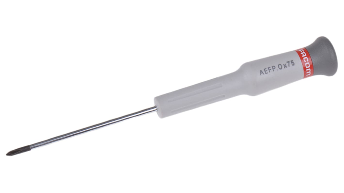 Facom Phillips Screwdriver, PH0 Tip, 75 mm Blade, 168 mm Overall