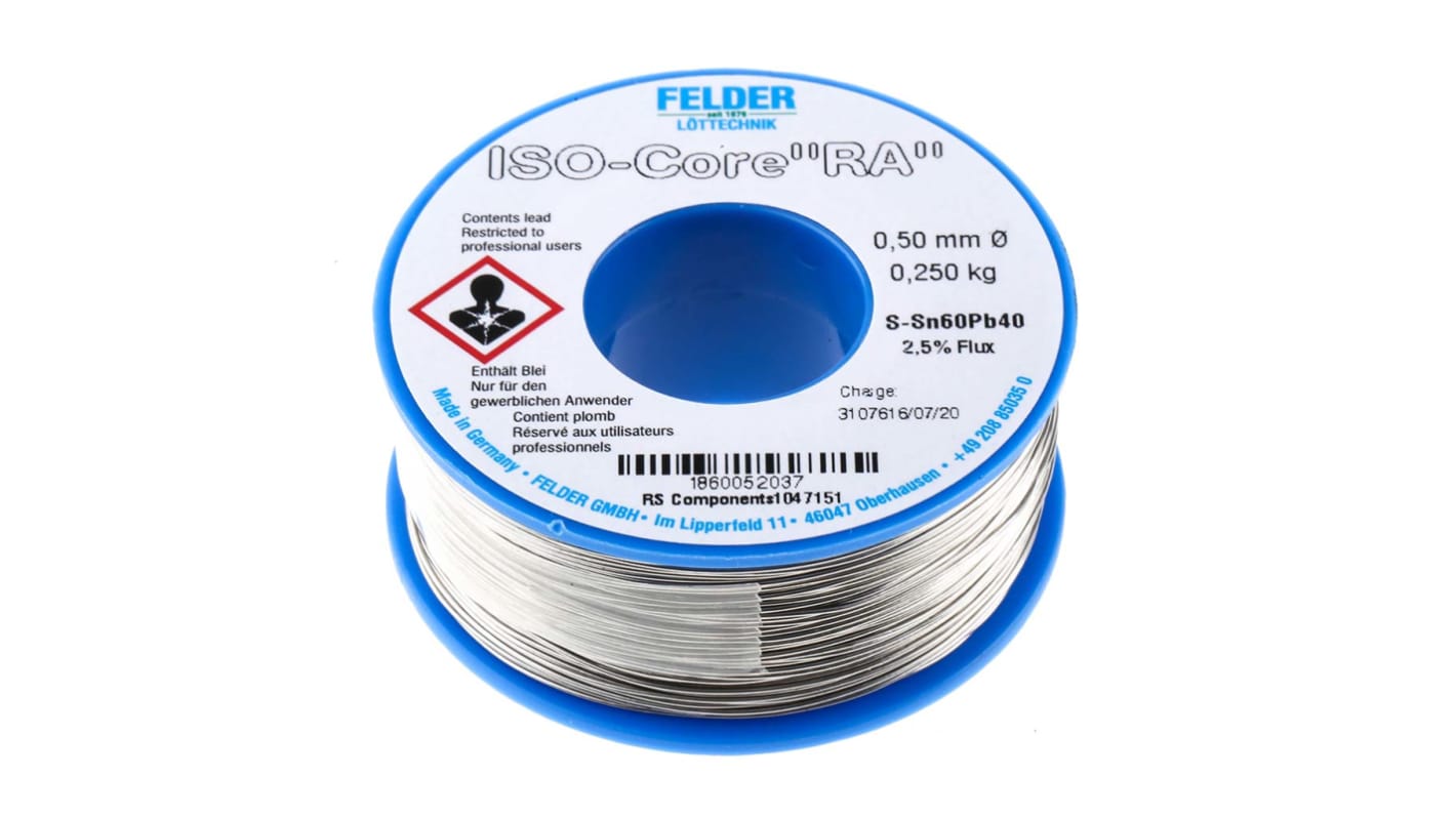 Felder Lottechnik Wire, 0.5mm Lead solder, 183°C Melting Point