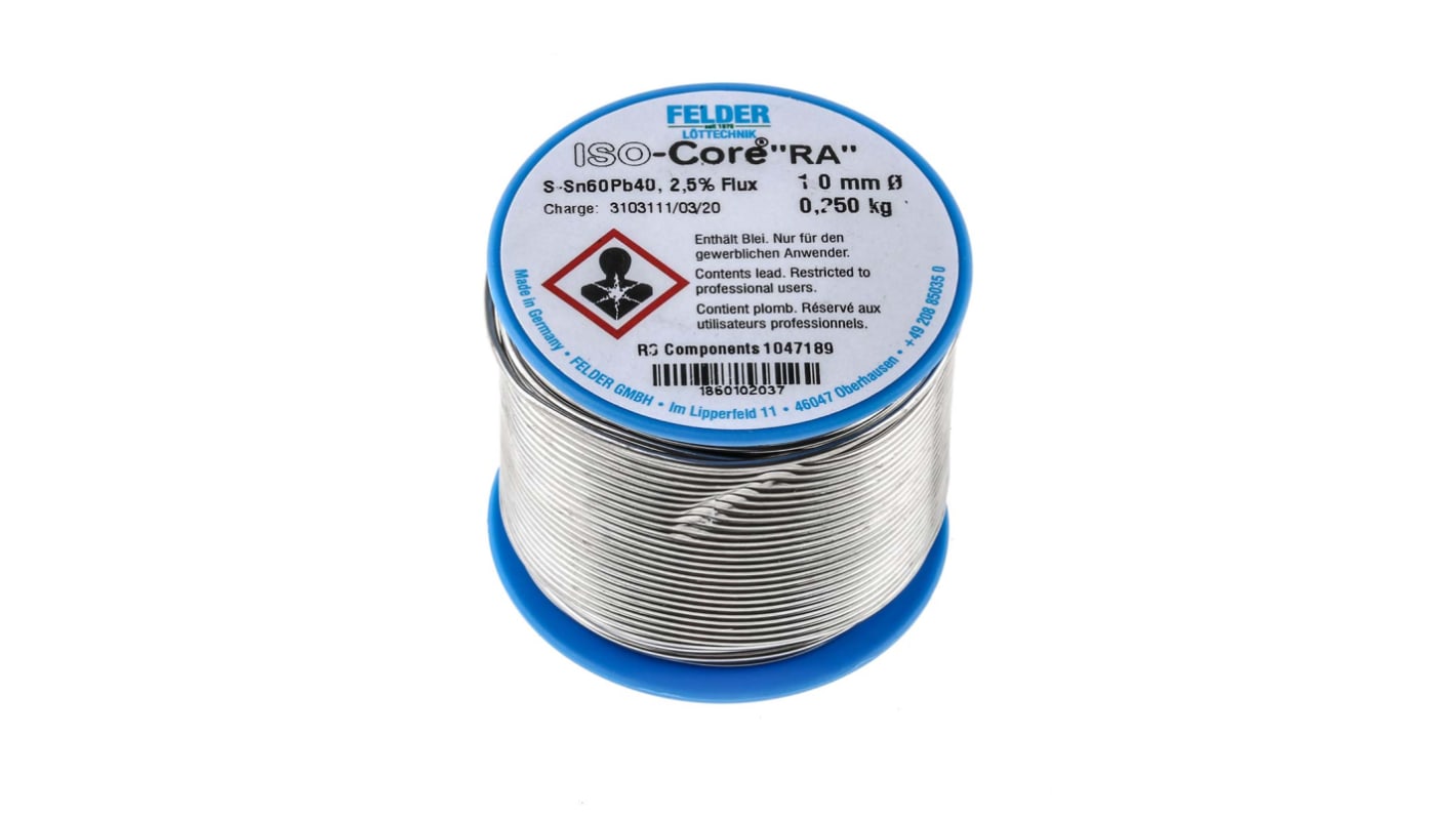 Felder Lottechnik Wire, 1mm Lead solder, 183°C Melting Point
