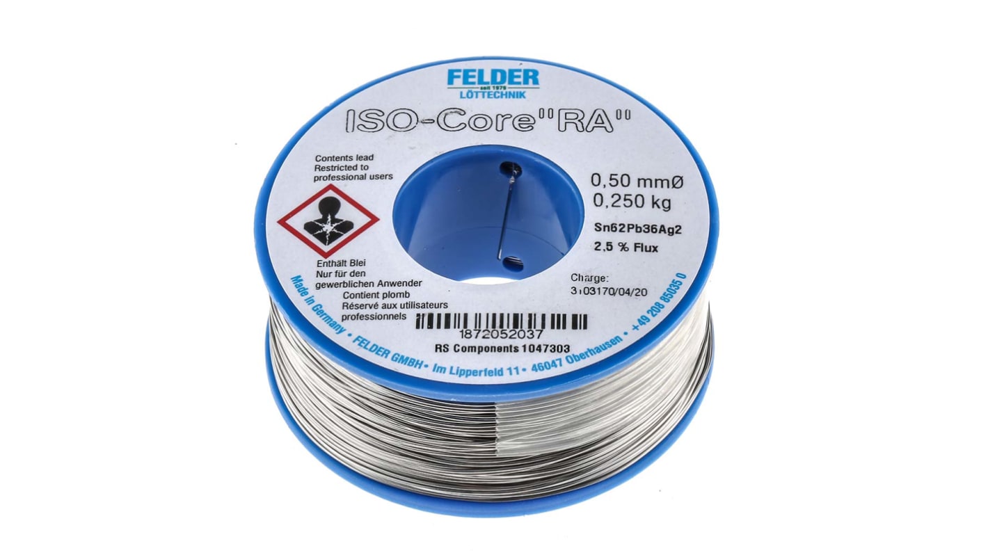 Felder Lottechnik Wire, 0.5mm Lead solder, 179°C Melting Point