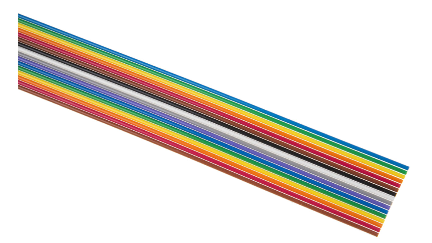 3M 3302 Series Flat Ribbon Cable, 16-Way, 1.27mm Pitch, 30m Length