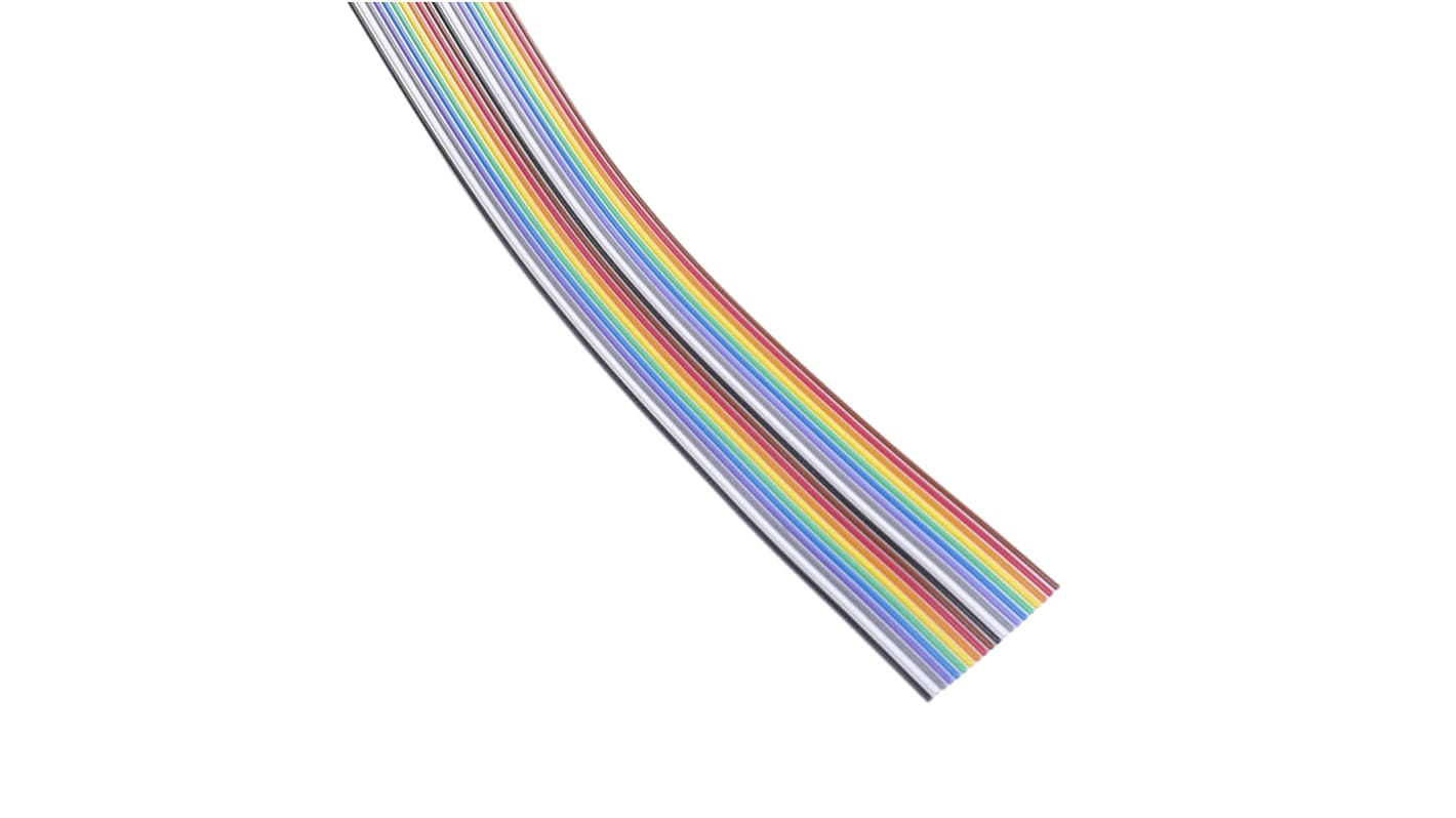 3M 1.27mm间距20路扁平彩色排线, 28 AWG, 3302系列, 30m长