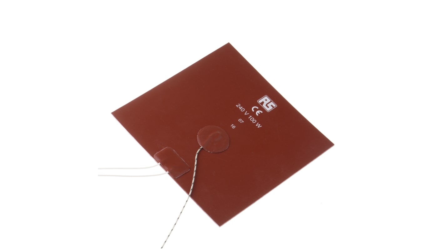 RS PRO Silicone Heater Mat, 100 W, 150 x 150mm, 240 V ac