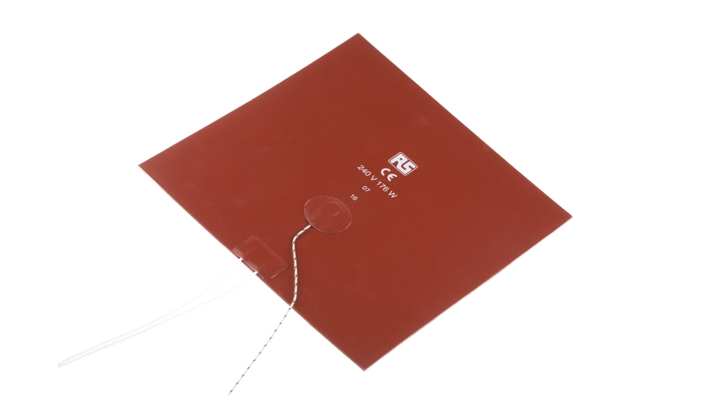 Tappetino riscaldante in silicone RS PRO, 240 V c.a., 176 W, 200 x 200mm, +180°C