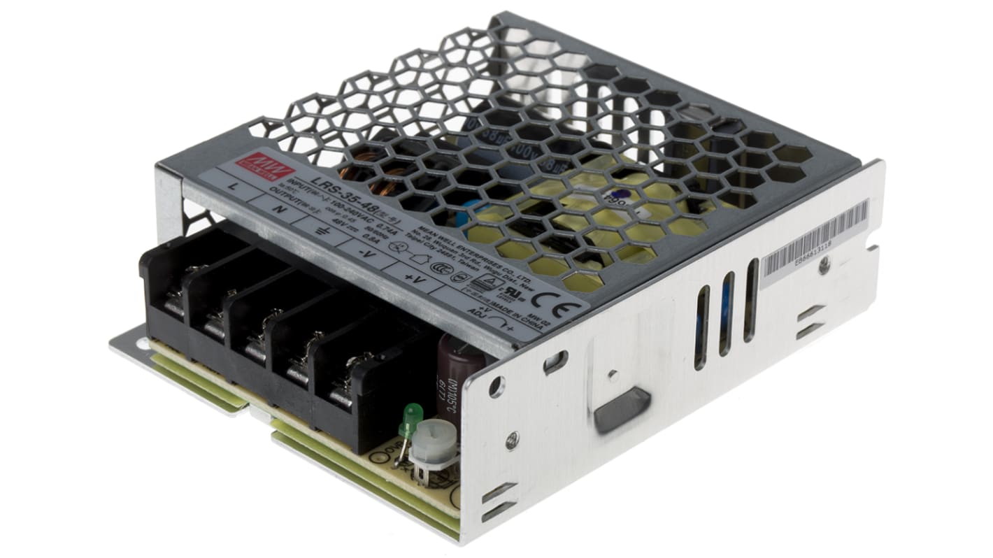 Alimentatore switching MEAN WELL LRS-35-48RS, 38W, ingresso 120 → 373 V dc, 85 → 264 V ac, uscita 48V cc,