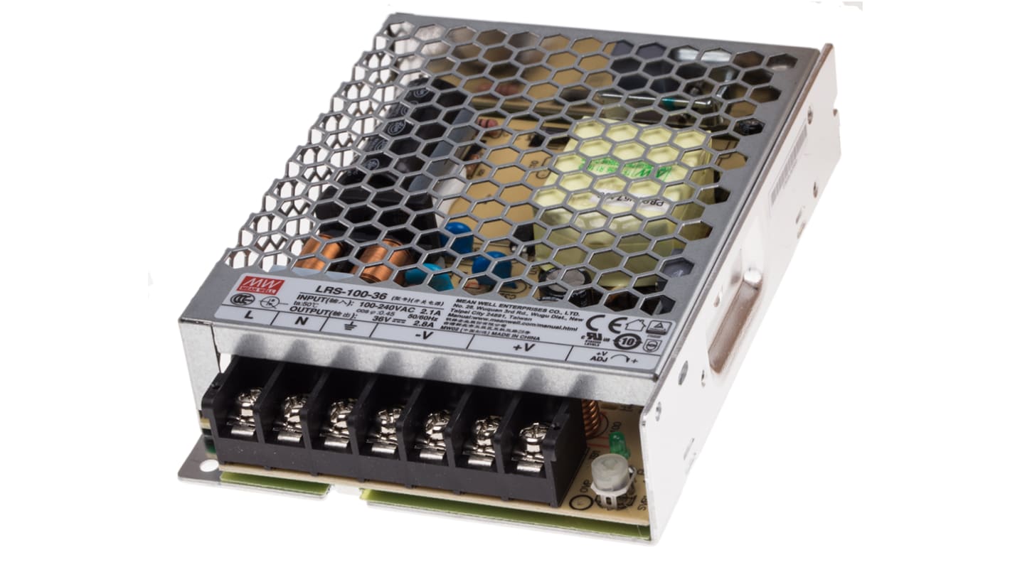 Alimentatore switching MEAN WELL LRS-100-36, 100.8W, ingresso 120 → 373 V dc, 85 → 264 V ac, uscita 36V
