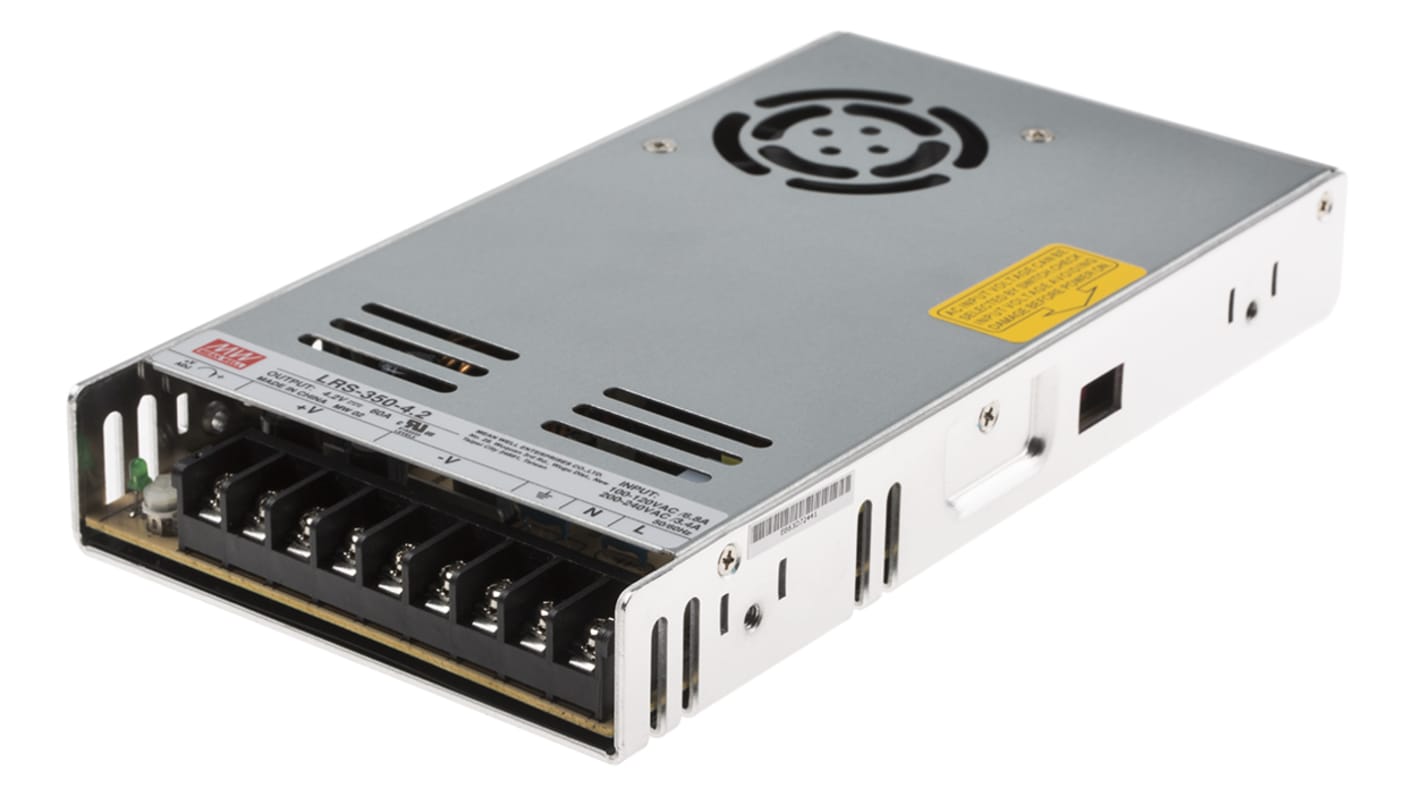 MEAN WELL Switching Power Supply, LRS-350-4.2, 4.2V dc, 60A, 252W, 1 Output, 180 → 264V ac Input Voltage