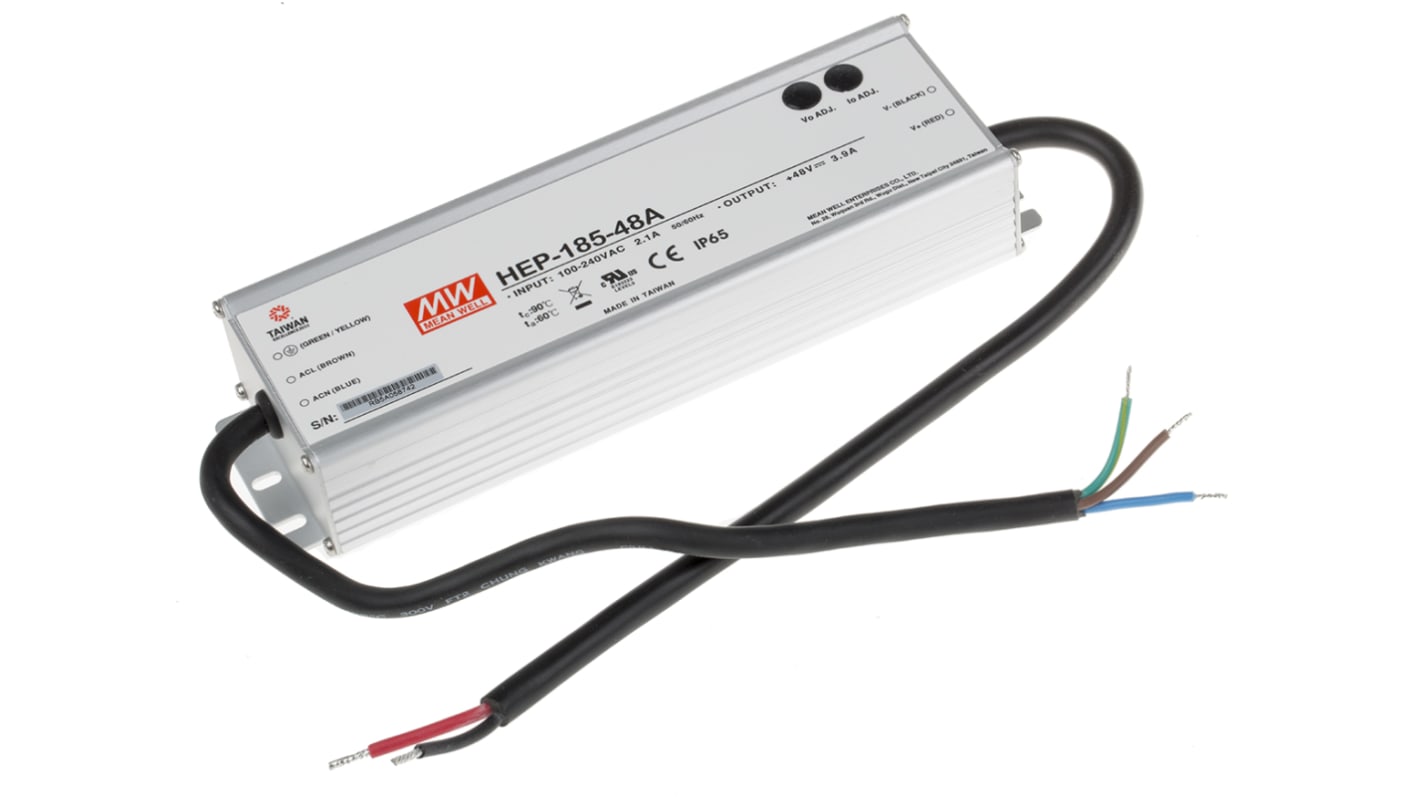 Alimentatore switching MEAN WELL HEP-185-48A, 187W, ingresso 127 → 431 V dc, 90 → 305 V ac, uscita 48V