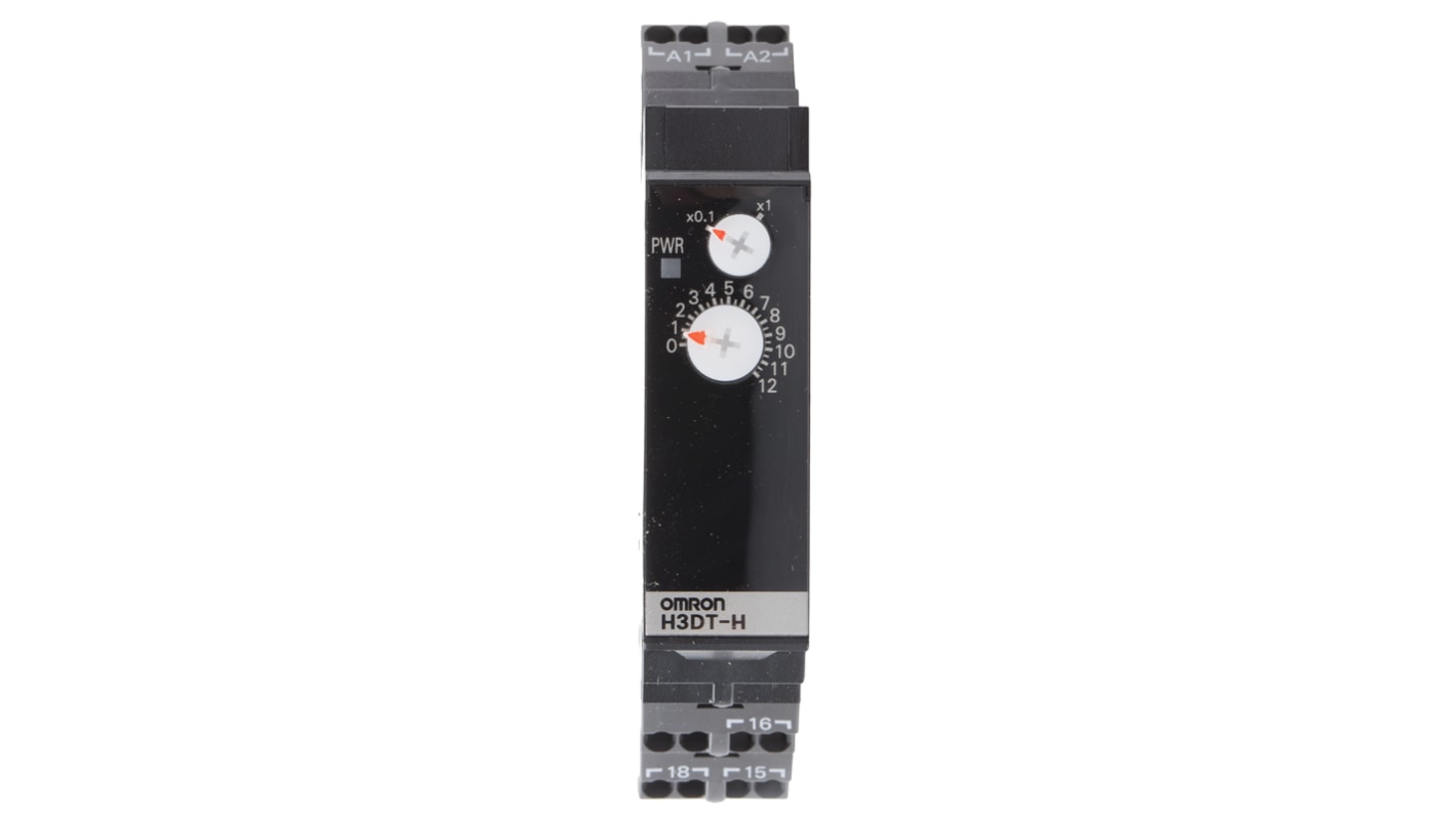 Relais temporisé Omron H3DT, 24 → 48V c.a. / V c.c., Rail DIN, 2 contacts