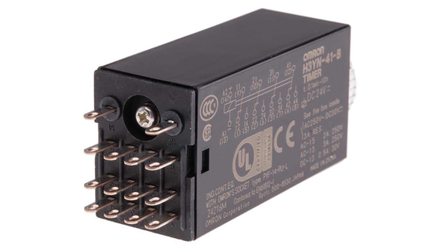 Omron H3YN Series Panel Mount Timer Relay, 24V dc, 4-Contact, 0.1 min → 10h, 4NO/4NC