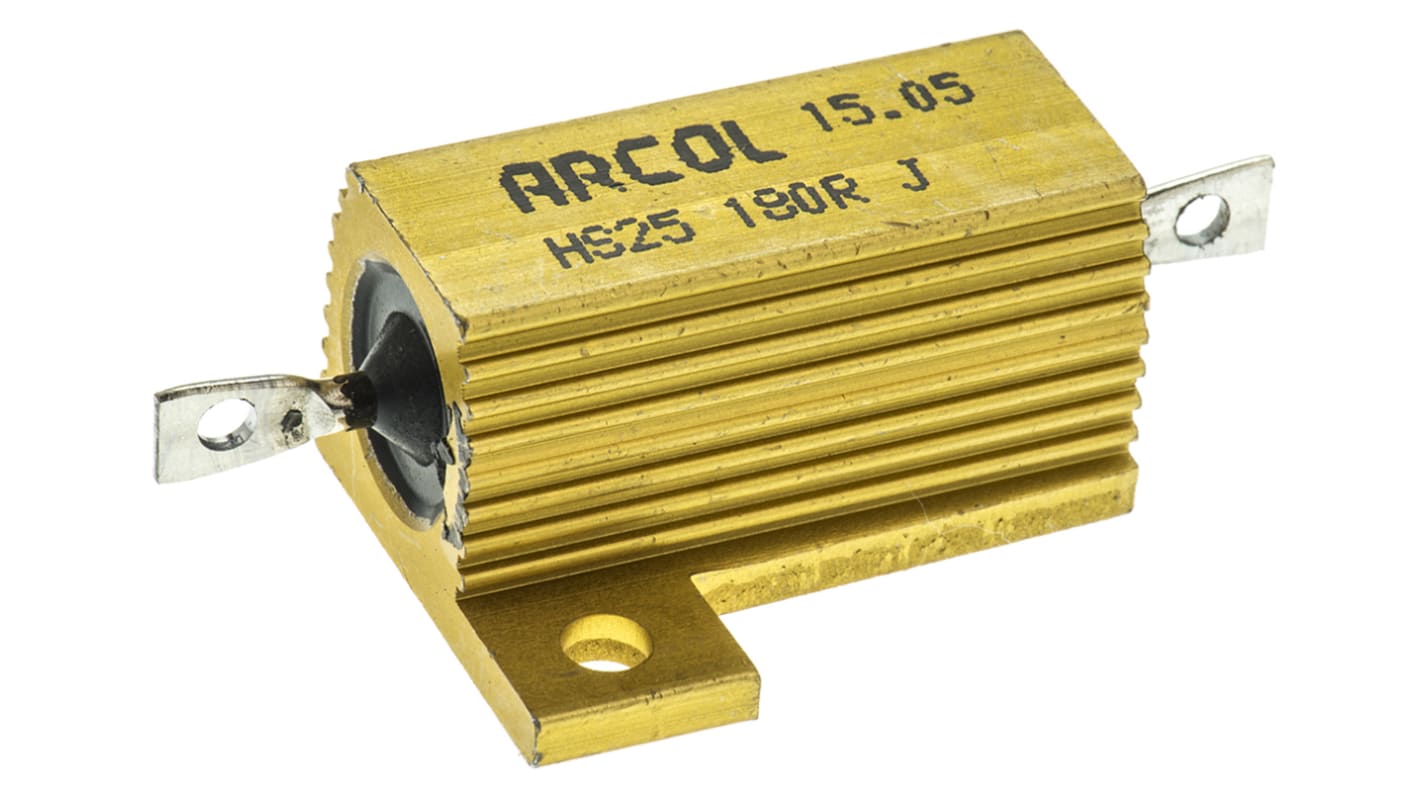 Resistencia de montaje en panel Arcol, 180Ω ±5% 25W, Con carcasa de aluminio, Axial, Bobinado