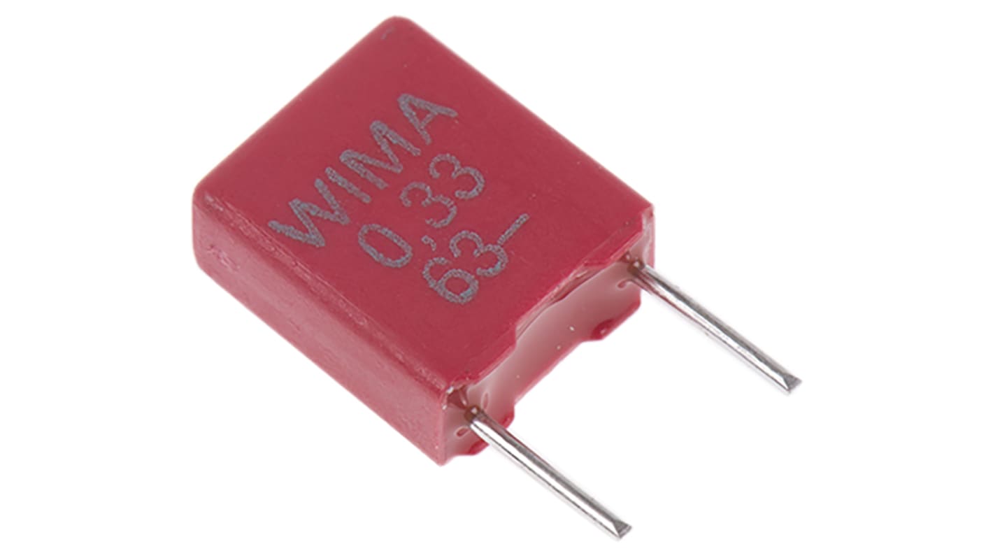 WIMA MKS2 Folienkondensator 330nF ±10% / 40 V ac, 63 V dc, THT Raster 5mm