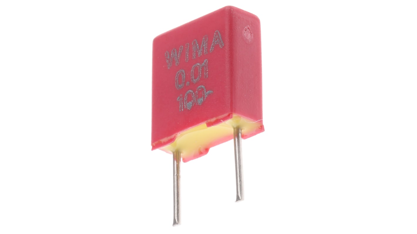 WIMA FKS2 Polyester Film Capacitor, 63 V ac, 100 V dc, ±20%, 10nF, Through Hole