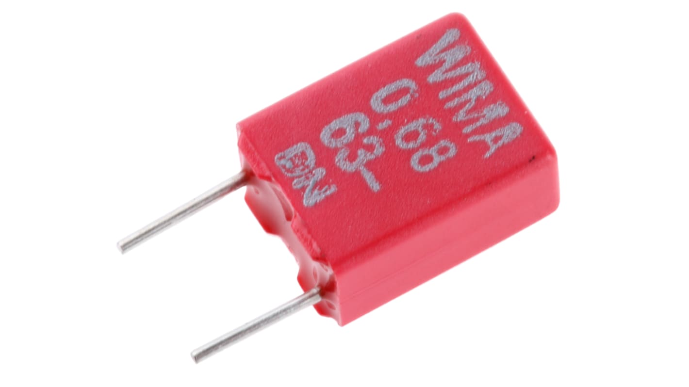 WIMA MKS2 Folienkondensator 680nF ±10% / 40 V ac, 63 V dc, THT Raster 5mm