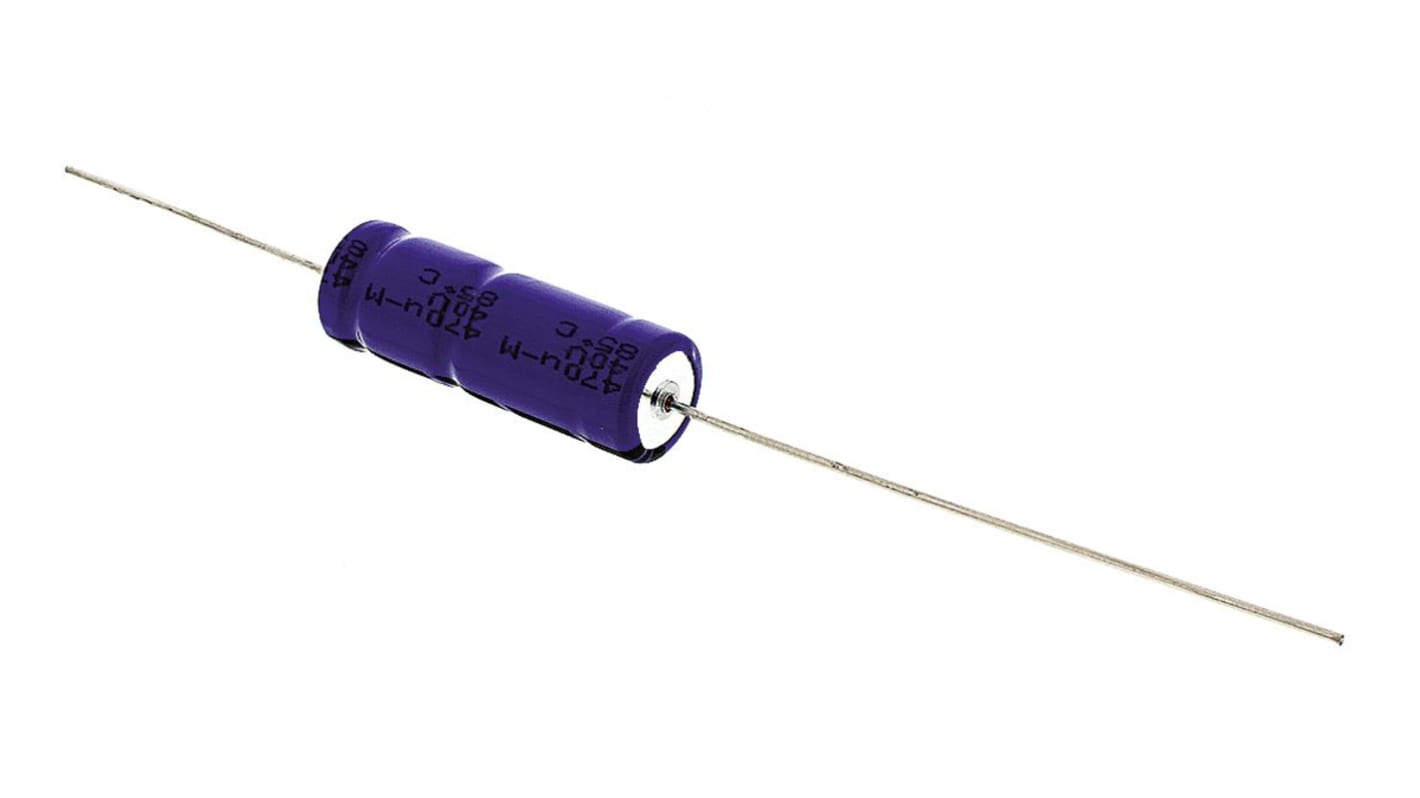 Vishay 470μF Aluminium Electrolytic Capacitor 40V dc, Axial, Through Hole - MAL202117471E3