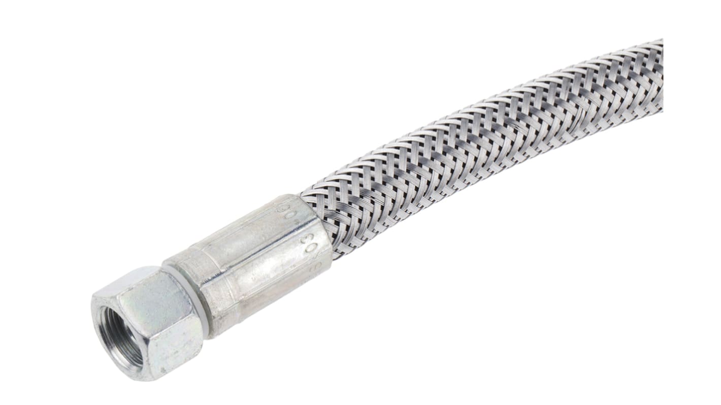 RS PRO 高压胶管总成 钢丝胶管, 1000mm总长, 155bar最大压力, 直向 G 3/8 内螺纹接头至直向 G 3/8 内螺纹接头, 3/8in内径