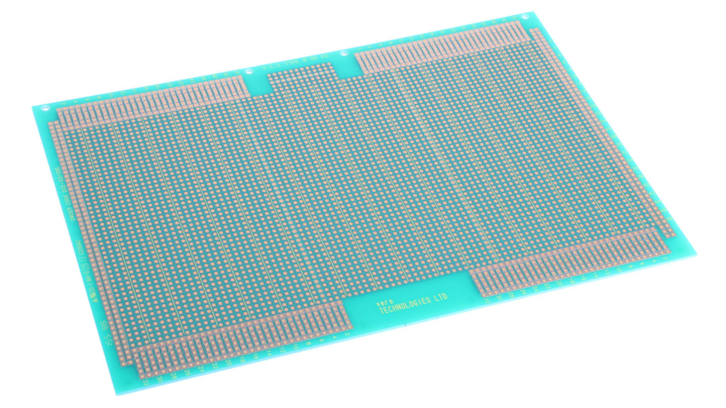 RS PRO Double Sided Matrix Board FR4 1.02mm Holes, 2.54 x 2.54mm Pitch, 233.4 x 160mm