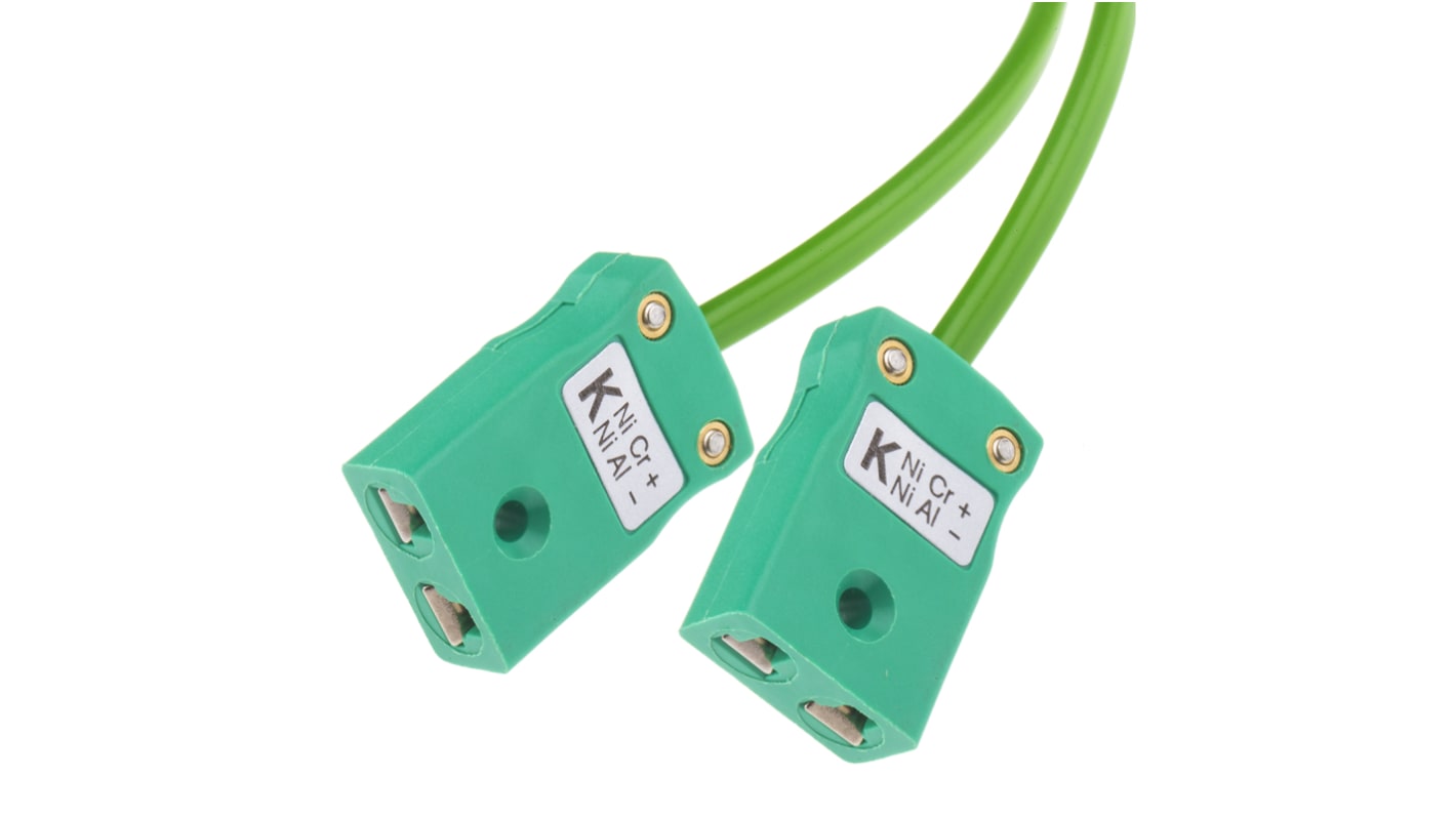RS PRO K型热电偶延长线, 探头Φ7/0.2mm x 2m, 可测+105°C, 线长2m, 微型插头插座接端, PVC探头