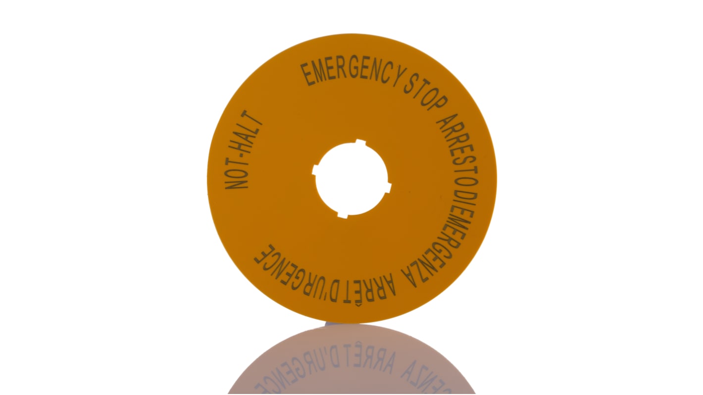 Eaton Legend Plate for Use with M22 Series Modular Push Buttons, Arrêt d'urgence - Emergency Stop - Arresto di