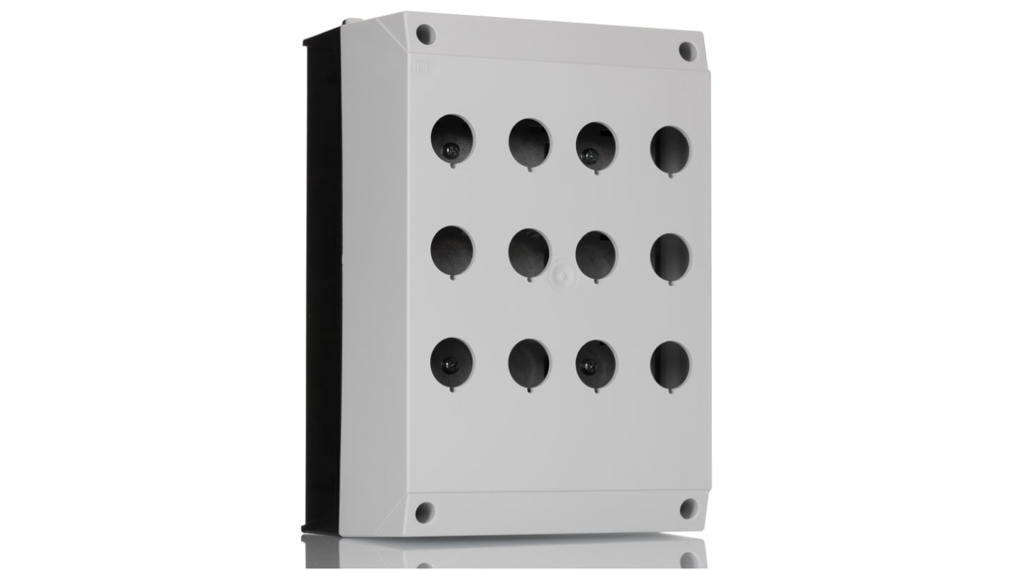 Eaton 12孔按钮开关控制盒, Φ22mm孔径, 灰色塑料外壳, IP66, 最高+70°C, 240mm x 160mm x 240mm, RMQ Titan M22系列